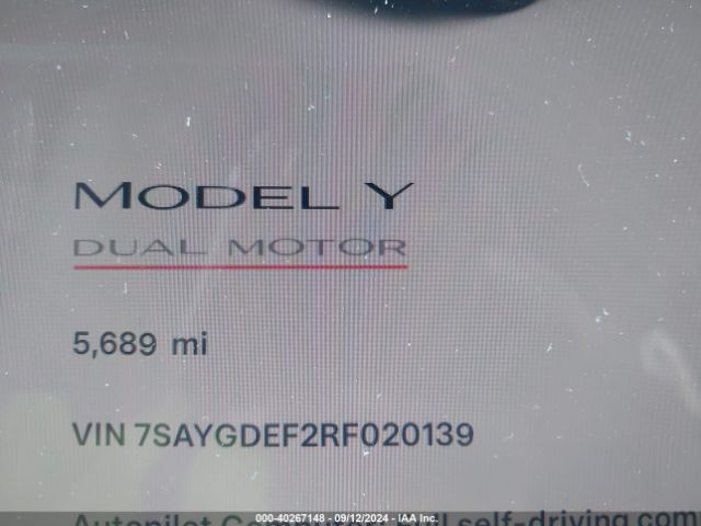 7SAYGDEF2RF020139 Tesla Model Y Performance Dual Motor All-wheel Drive
