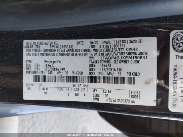 3FADP4BJXEM159631 Ford FIESTA SE