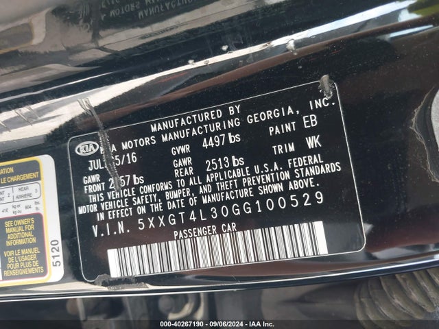 KIA Optima Lx 2016 5XXGT4L30GG100529 Image 9