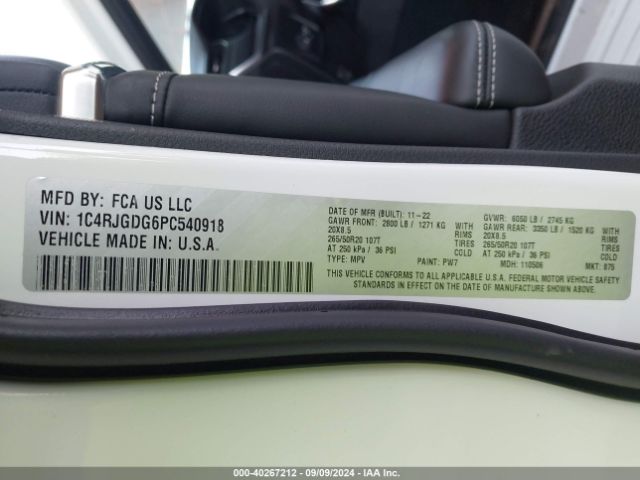 1C4RJGDG6PC540918 Jeep Grand Cherokee Overland