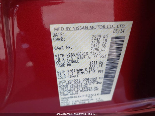 Nissan Frontier Sl 2014 1N6AD0ER1EN753916 Image 9