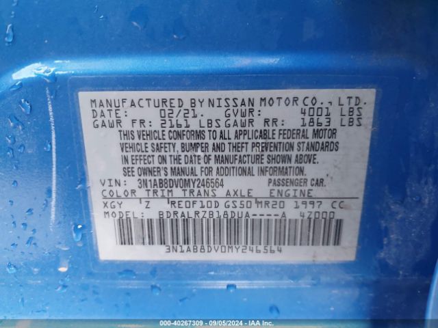 3N1AB8DV0MY246564 Nissan Sentra Sr Xtronic Cvt