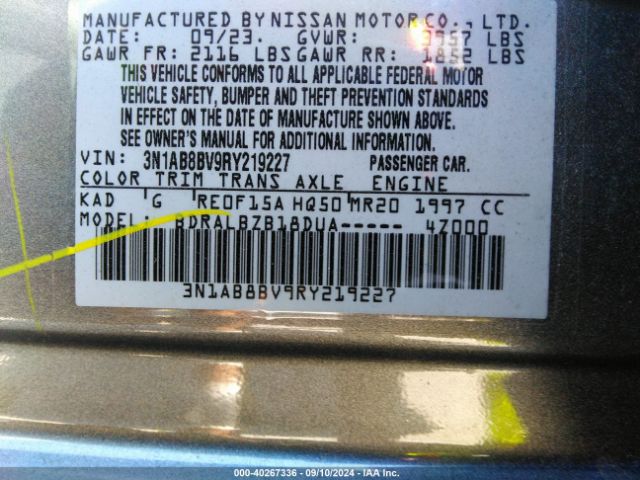 3N1AB8BV9RY219227 Nissan Sentra S Xtronic Cvt