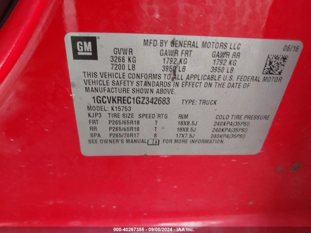 1GCVKREC1GZ342683 Chevrolet Silverado 1500 2lt