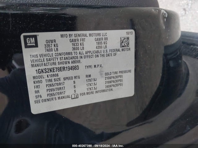 1GKS2KE78ER194983 GMC Yukon Xl 1500 Slt