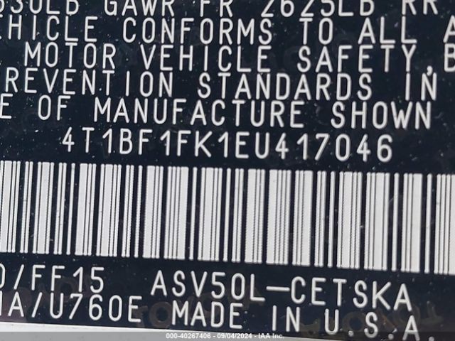 4T1BF1FK1EU417046 Toyota CAMRY SE