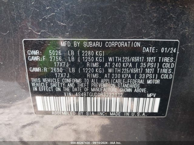 4S4BTGUD0R3232112 Subaru Outback Wilderness