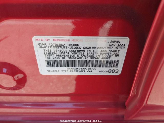 2010 MITSUBISHI LANCER JA32U2FU8AU018709 Photo 8