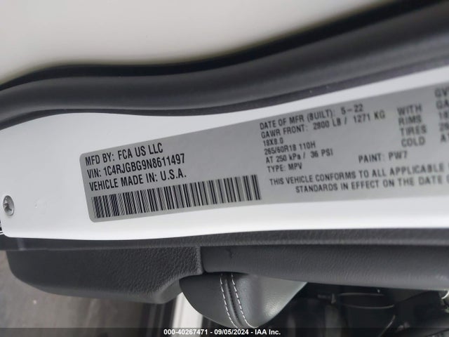 1C4RJGBG9N8611497 Jeep Grand Cherokee Limited 4x2