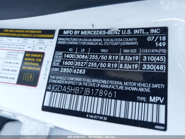 4JGDA5HB7JB178961 Mercedes-Benz Gle 350 4matic