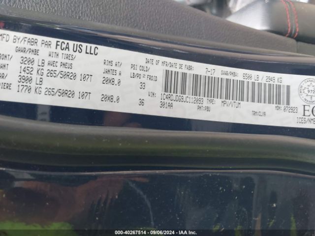 1C4RDJDG9JC112093 Dodge DURANGO GT