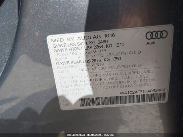 WA1C2AFP1HA063464 Audi Q5 2.0t Premium