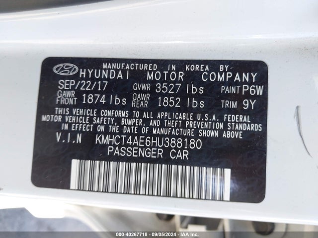 Hyundai ACCENT SE 2017 KMHCT4AE6HU388180 Image 9