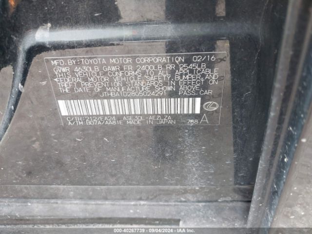 JTHBA1D28G5024291 Lexus IS 200T