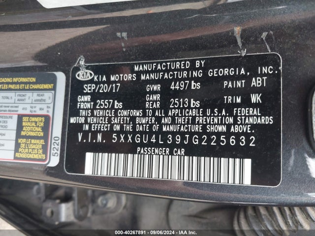 KIA OPTIMA EX 2018 5XXGU4L39JG225632 Image 9