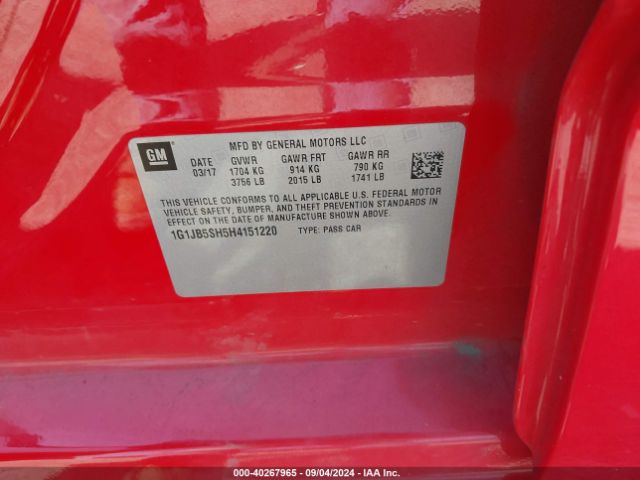 1G1JB5SH5H4151220 Chevrolet Sonic Ls Auto