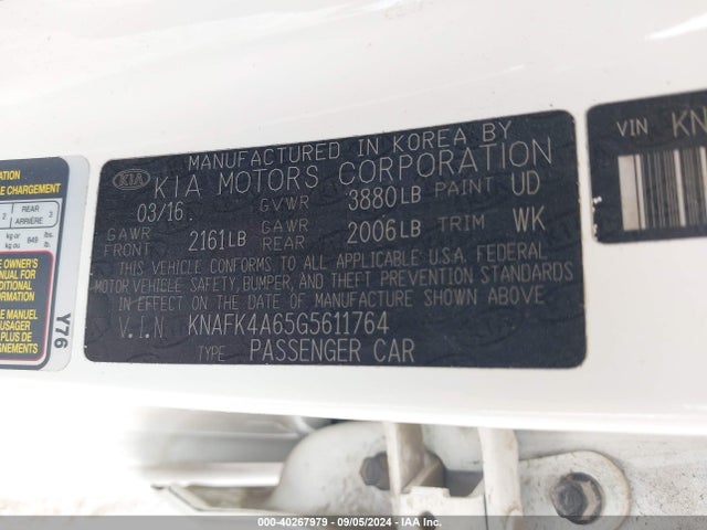 KIA FORTE LX 2016 KNAFK4A65G5611764 Image 9