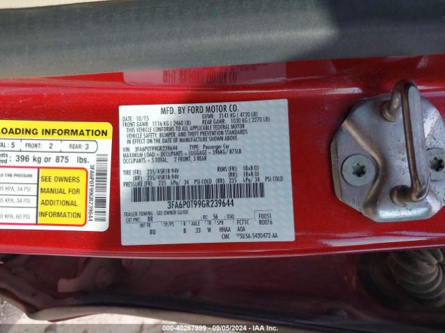 3FA6P0T99GR239644 Ford FUSION SE