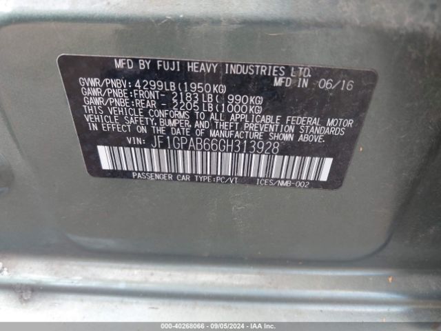 JF1GPAB66GH313928 Subaru Impreza 2.0i Premium