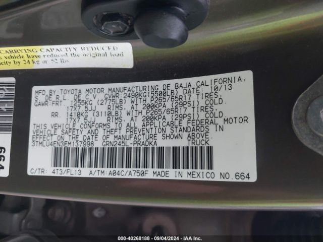 3TMLU4EN3EM137998 Toyota Tacoma Base V6