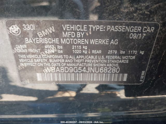 WBA8D9G54JNU68280 BMW 330i Xdrive