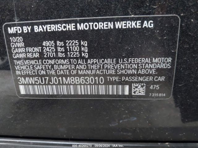 3MW5U7J01M8B63010 BMW 3 Series M340i