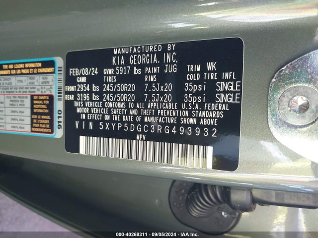 5XYP5DGC3RG493932 KIA Telluride Sx X-line