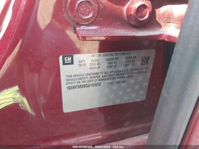 1G6KF5RS8GU163932 Cadillac Ct6 Premium Luxury