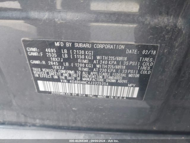 4S4BSANC4J3325354 Subaru Outback 2.5i Limited