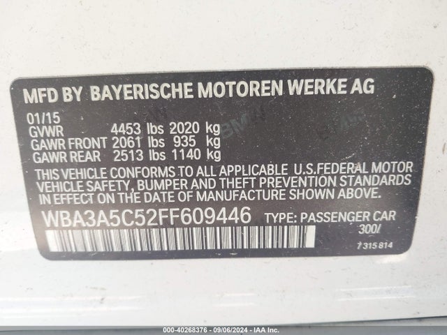 BMW 328I 2015 WBA3A5C52FF609446 Image 9