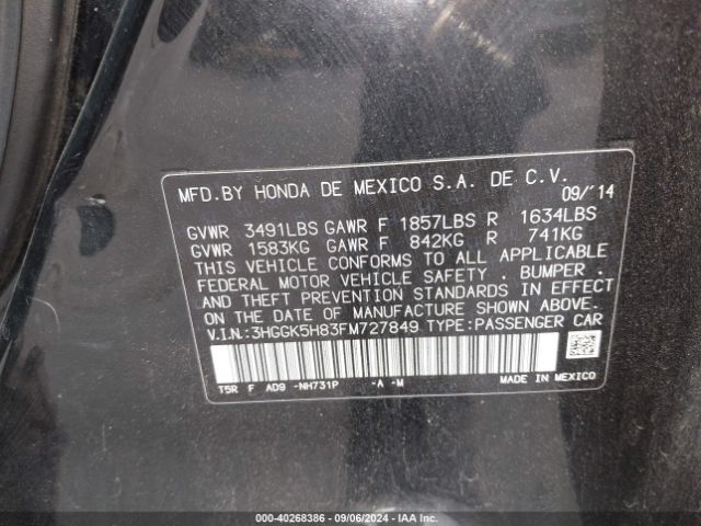 3HGGK5H83FM727849 Honda Fit Ex/ex-l