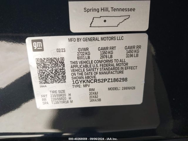 1GYKNCRS2PZ186298 Cadillac Xt5 Fwd Premium Luxury
