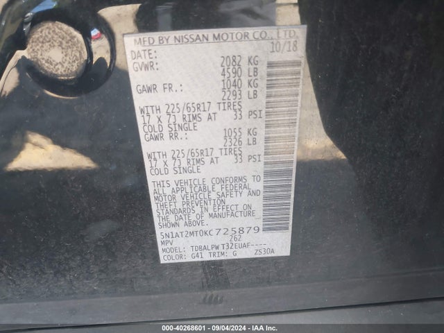 Nissan ROGUE S 2019 5N1AT2MT0KC725879 Image 9