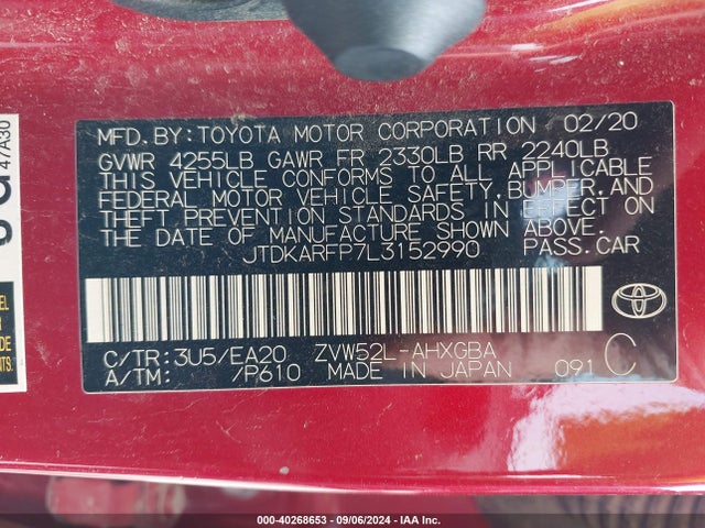 Toyota Prius Prime Limited 2020 JTDKARFP7L3152990 Image 9