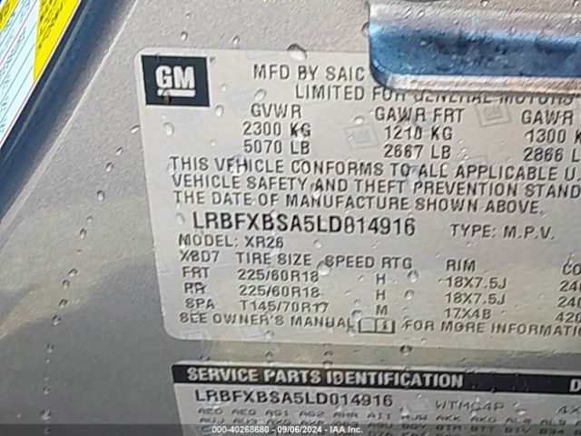 LRBFXBSA5LD014916 Buick Envision Fwd Preferred