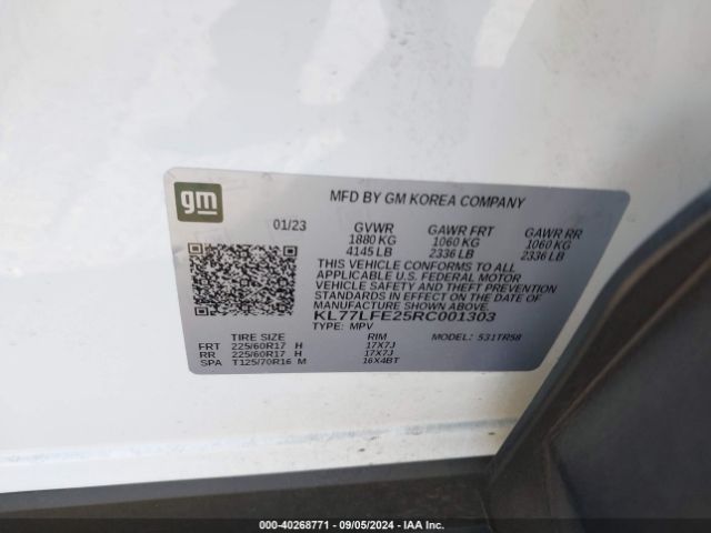 KL77LFE25RC001303 Chevrolet Trax Fwd Sp