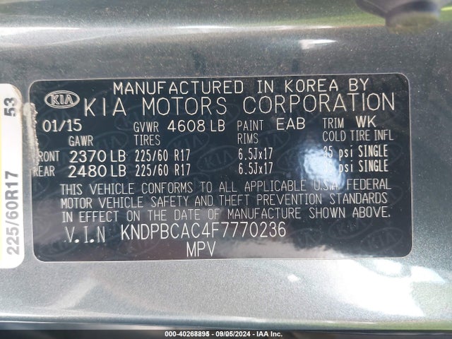 KIA Sportage Lx 2015 KNDPBCAC4F7770236 Image 9