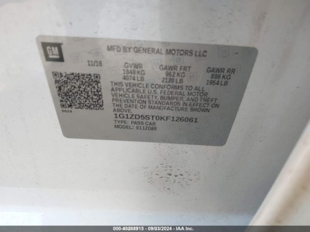 1G1ZD5ST0KF126061 Chevrolet MALIBU LT