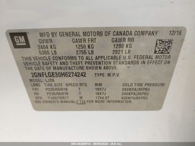 2GNFLGE30H6274242 Chevrolet Equinox Premier