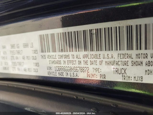 1C6RR6GG0HS678872 RAM 1500 Slt Quad Cab 4x2 6'4 Box