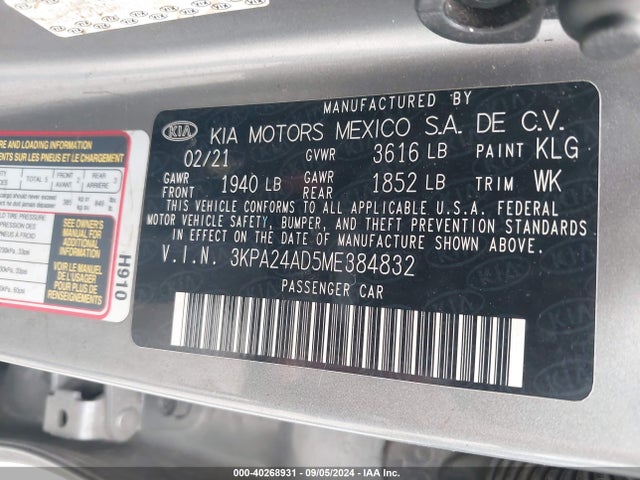 KIA RIO S 2021 3KPA24AD5ME384832 Image 9