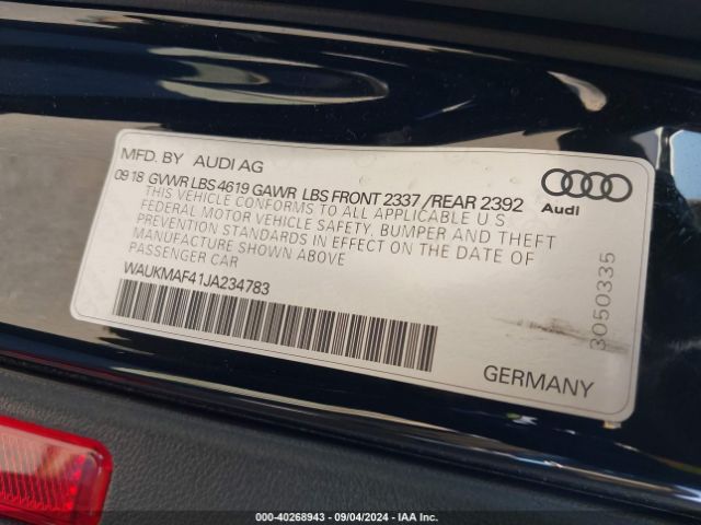 WAUKMAF41JA234783 Audi A4 2.0t Tech Ultra Premium/2.0t Ultra Premium