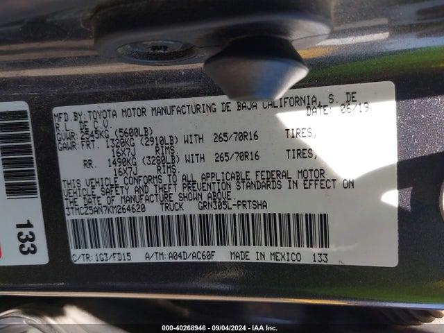3TMCZ5AN7KM264620 Toyota Tacoma Trd Off Road