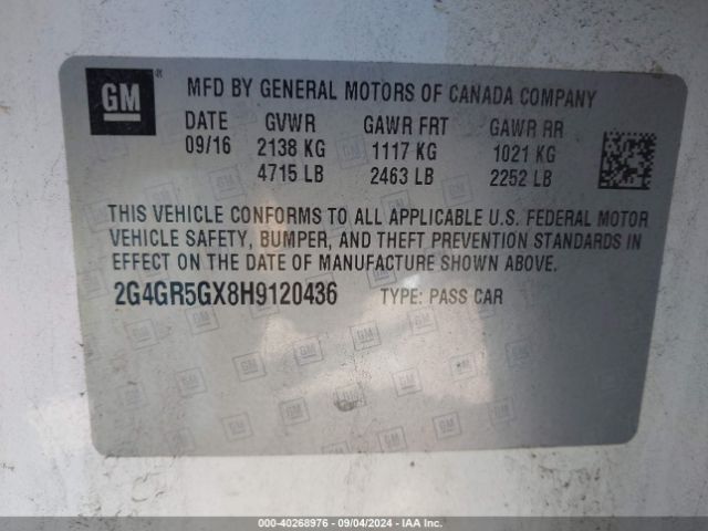 2G4GR5GX8H9120436 Buick Regal Turbo Premium Ii