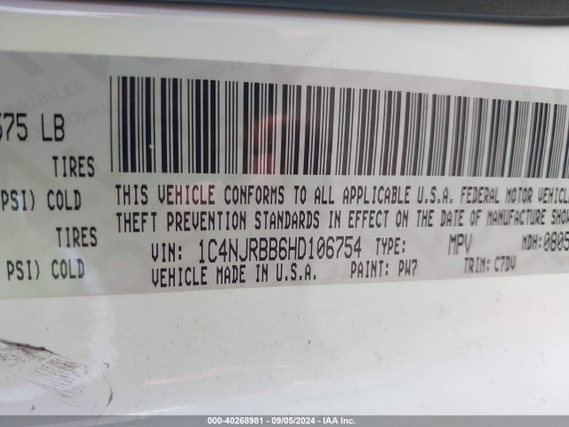 1C4NJRBB6HD106754 Jeep Patriot Sport 4x4