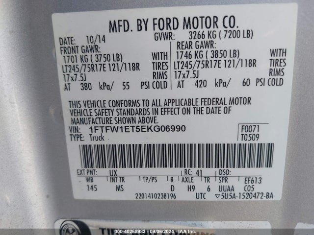 Ford F-150 Xlt 2014 1FTFW1ET5EKG06990 Image 9