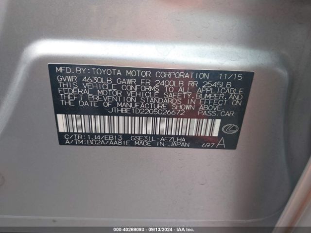 JTHBE1D22G5026672 Lexus IS 350