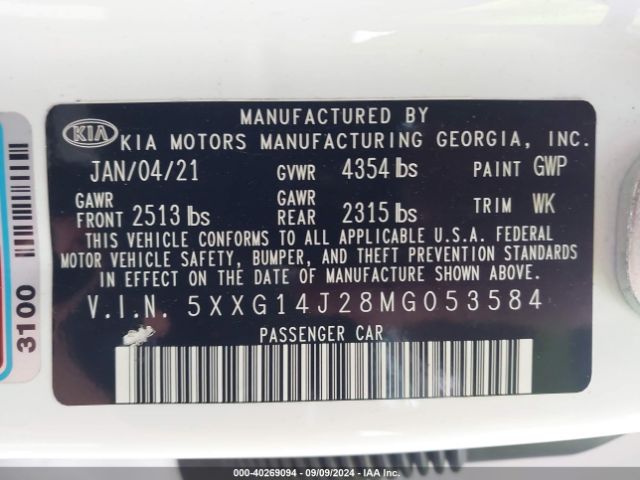 5XXG14J28MG053584 KIA K5 LXS