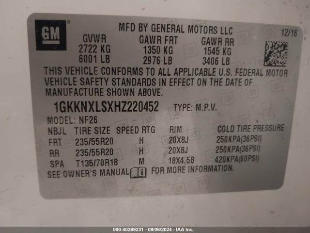 GMC Acadia Denali 2017 1GKKNXLSXHZ220452 Image 9
