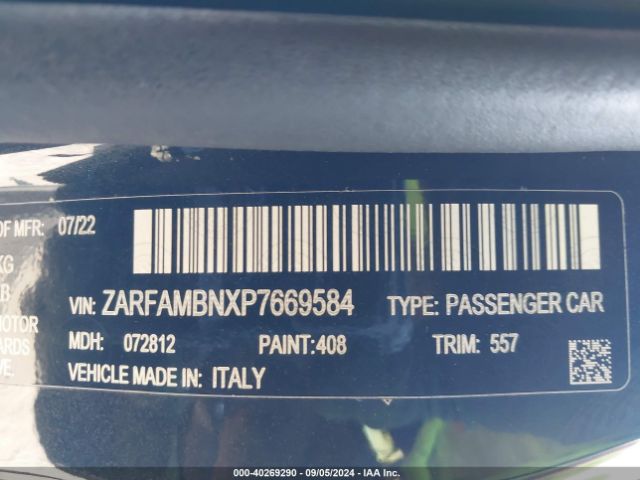 ZARFAMBNXP7669584 Alfa Romeo Giulia Veloce Rwd